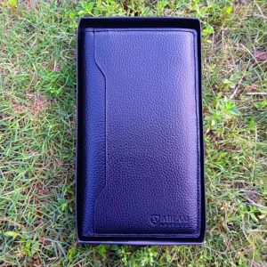 100% leather Long wallet-Black